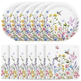 NatNarr wildflower plates 7in sturdy dinnerware for spring meals.