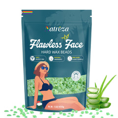 Natreza hard wax beads for face application provide gentle, precise hair removal with Aloe Vera.