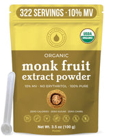 NatriSweet organic monk fruit powder bottle showing zero-calorie sweetness for beverages