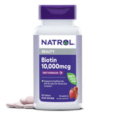 Natrol Biotin 10000mcg fast dissolve bottle for convenient daily beauty support