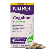 Natrol Cognium Memory bottle on a clean desk, illustrating daily brain health support.
