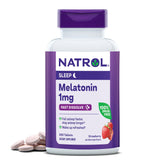Natrol fast-dissolve melatonin 1mg bottle ready for bedtime routine.