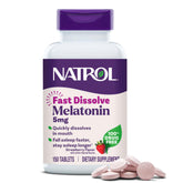 Natrol Melatonin 5mg fast-dissolve tablets in strawberry flavor for easy nightly use.