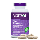 Natrol Sleep & Restore bottle front for calm, restorative sleep support.