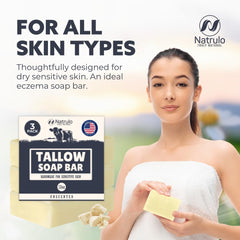 Natrulo beef tallow soap bar for gentle face care.