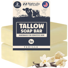 Natrulo beef tallow soap bar vanilla for moisturizing skin and gentle cleansing