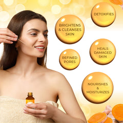 Natrulo Turmeric Face Oil dropper-pour illustrates easy application and smooth texture.
