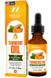Natrulo Turmeric Repair Face Oil bottle shows pure formula for radiant skin.