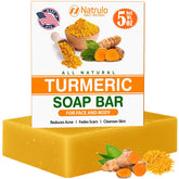 Natrulo turmeric soap bar for face and body with a brightening glow.