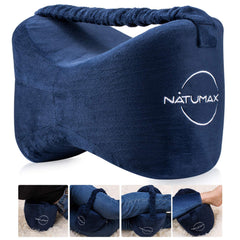 NATUMAX knee pillow for side sleepers showing ergonomic hip alignment