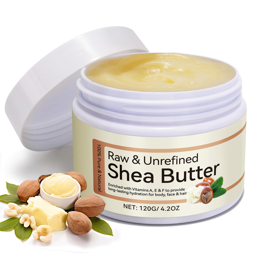 Natura Raw Shea Butter jar ready for nourishing moisture.