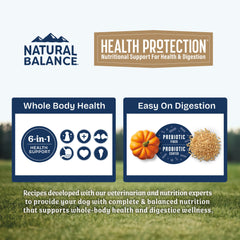 Natural Balance Health Protection kibble with probiotic coating for gentle digestion
