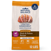Natural Balance Reserve Duck & Potato dry dog food bag front with simple ingredients.