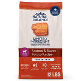 Natural Balance salmon-first-ingredient supports small dogs' muscle health.