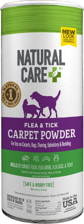 Natural Care Flea & Tick Carpet Powder bottle for safe, effective home protection