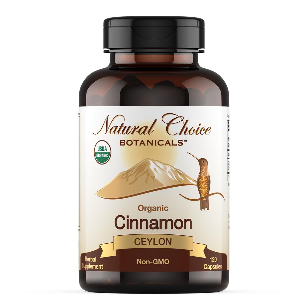 Natural Choice Botanicals Ceylon cinnamon capsules in bottle, daily wellness