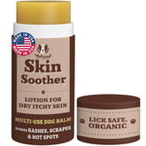 Natural Dog Company Skin Soother Balm stick closeup showing smooth application on dry skin.