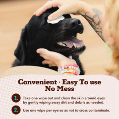 Natural Dog Eye Wipes image shows a calm dog around the eye area.