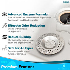 Natural Elements Enzyme Drain Cleaner used in a bathroom sink for odor reduction
