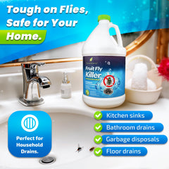 Natural Elements fruit fly killer used in kitchen drain.