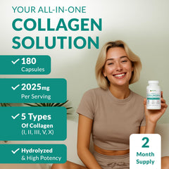 Natural Elements Multi Collagen bottle side shows serving info and 2025mg per serving.