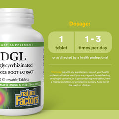 Natural Factors DGL licorice root label detail highlighting ingredients.