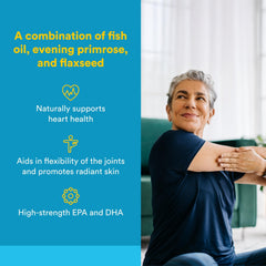 Close-up of Natural Factors RxOmega-3 capsules showing clear softgel clarity and purity.