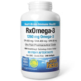Natural Factors RxOmega-3 softgel bottle with 240 capsules for heart and mood support.