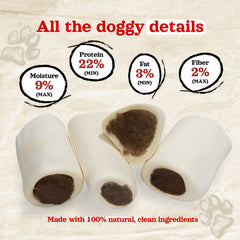 Natural Farm calcium-protein source bone chews support healthy bones and muscles.