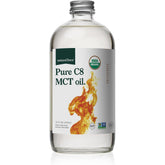 Natural Force Pure C8 MCT Oil bottle for keto-friendly coffee and recipes.