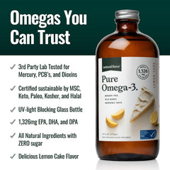 Natural Force Pure Omega-3 lemon cake spoon-dispense shows easy one-teaspoon serving.