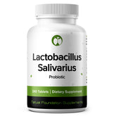 Natural Foundation Lactobacillus Salivarius bottle pour supports daily gut balance.