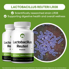 Natural Foundation Supplements Lactobacillus Reuteri bottle back, highlighting ingredients and dosage considerations.