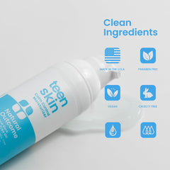 Natural Outcome Teen Skin Moisturizer cream close-up highlights light texture and gentle feel