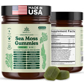 Natural Rems Sea Moss Gummies bottle front showing 16-in-1 blend for daily wellness
