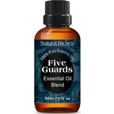 Natural Riches Five Guards bottle showcasing the blend for aromatherapy and fragrance enhancement