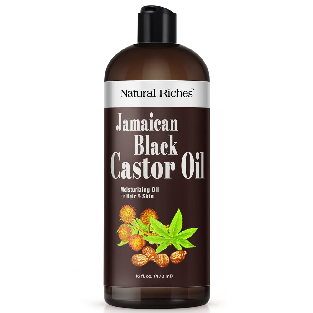 Natural Riches Jamaican Black Castor Oil bottle with dropper for hair nourishment