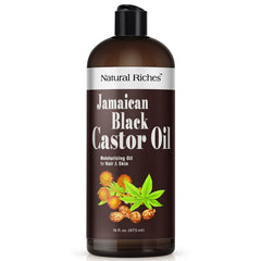 Natural Riches Jamaican Black Castor Oil bottle with dropper for hair nourishment