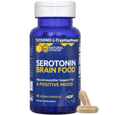 Natural Stacks Serotonin Brain Food bottle shown for mood support and daily balance.