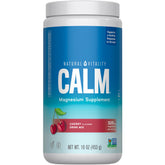 Natural Vitality CALM magnesium powder bottle with focus on convenient stress support.