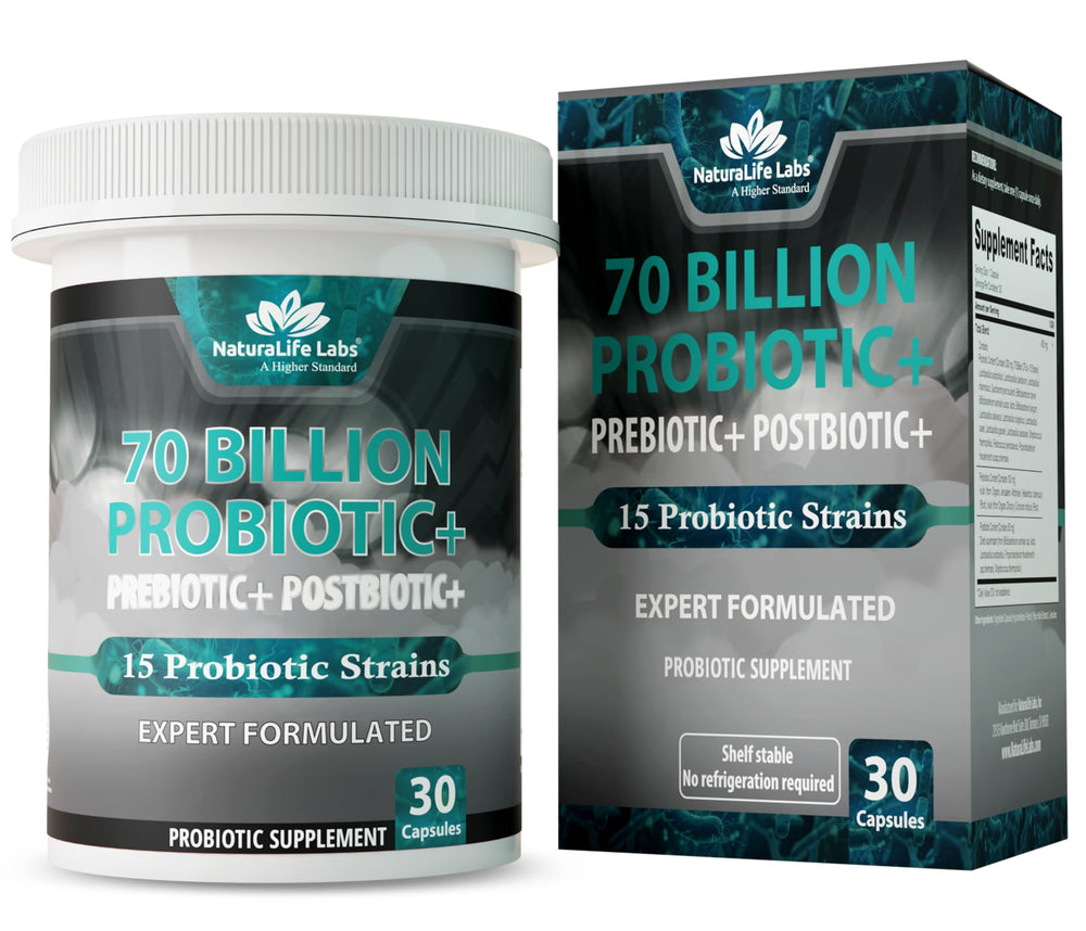 Naturallife Labs Probiotics 70B CFU bottle for daily digestive support