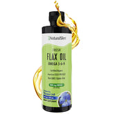 NaturalSlim flaxseed oil bottle pouring for daily omega-3 intake.
