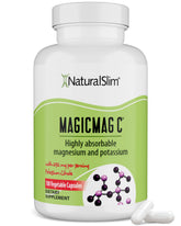 NaturalSlim MagicMag C capsules close-up showing an easy-to-swallow form.