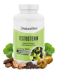NaturalSlim testosterone booster bottle shown for daily energy and focus.