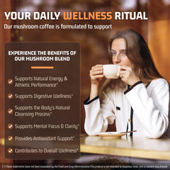 Nature Echo Reishi and Turkey Tail in coffee for immune-friendly daily use.