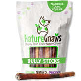 Nature Gnaws bully sticks pack 11-12 inch for large dogs, promoting long chew time