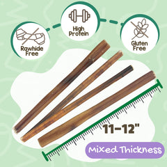 Nature Gnaws bully sticks close-up texture highlights natural beef texture and chew appeal.