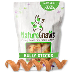 Nature Gnaws bully sticks springs close-up texture for long-lasting chew and calm activity.