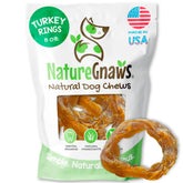 Nature Gnaws USA turkey tendon rings in an 8oz bag for busy dogs