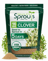 Nature Jims Sprouts clover seeds bag closeup for easy home sprouting